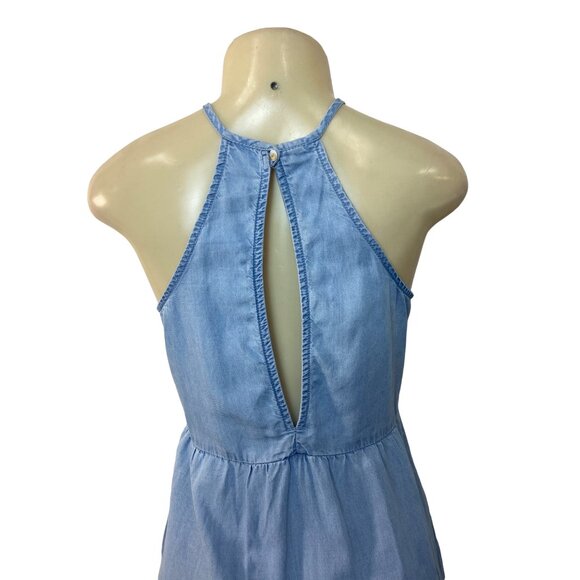 Mango Denim Women's Blue Frill Denim Style Sun Dress Sz XS - Picture 4 of 8